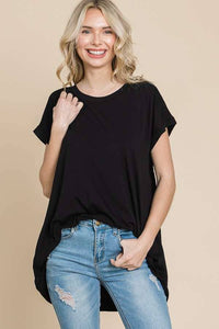 Crew Neck Ruching Back Tunic Top