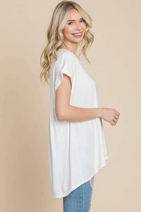 Crew Neck Ruching Back Tunic Top