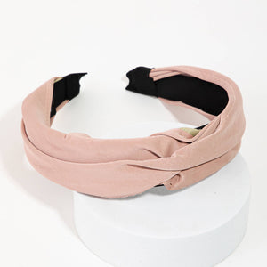 Wrinkled Leather Headband Pink