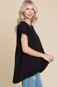 Crew Neck Ruching Back Tunic Top