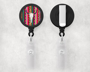 Serape Bull Skull |Retractable Badge Reel