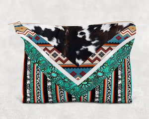 Cowhide Serape|Canvas Zipper Bag