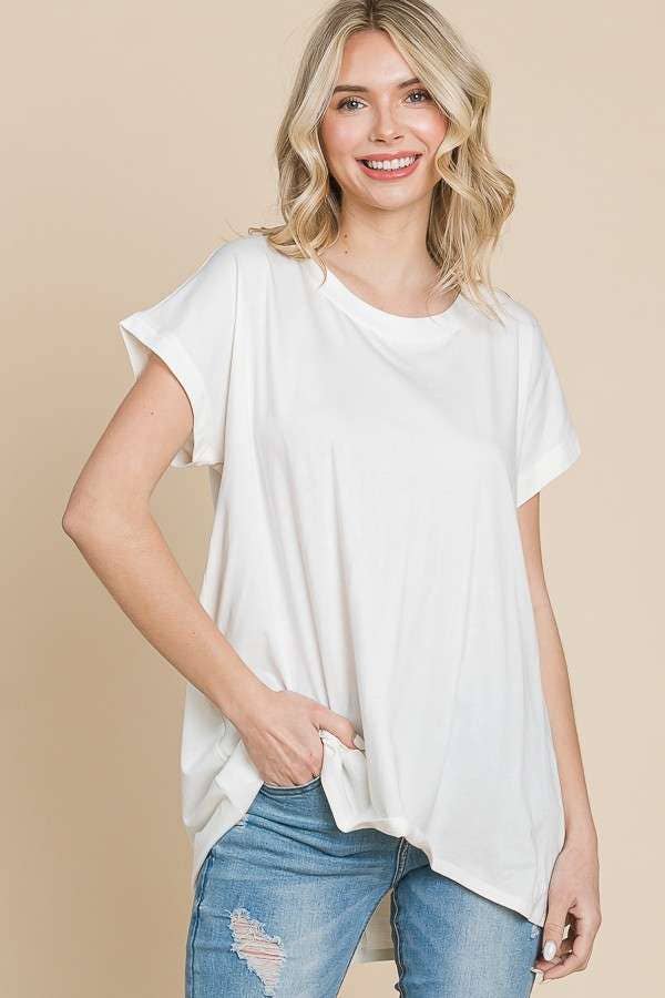 Crew Neck Ruching Back Tunic Top