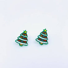 Load image into Gallery viewer, Green Christmas Tree Ear Studs

