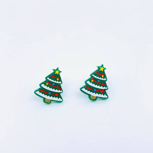 Green Christmas Tree Ear Studs