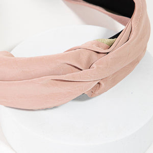 Wrinkled Leather Headband Pink