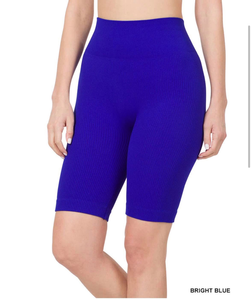 Blue Ribbed Biker Shorts