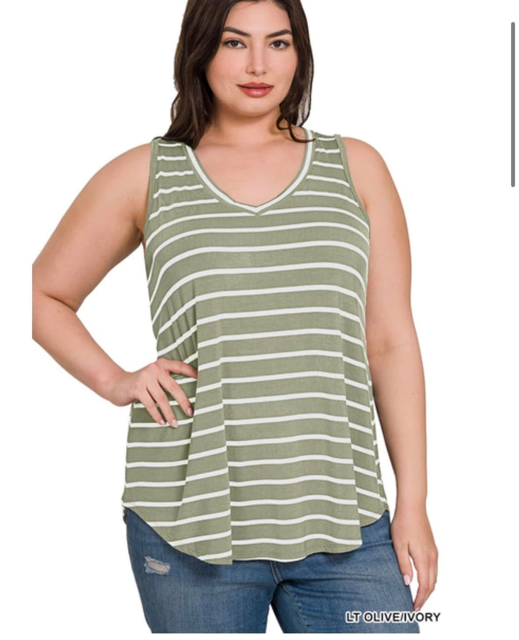 Olive Striped Tank