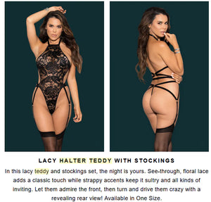 Lacey Halter Teddy & Stockings