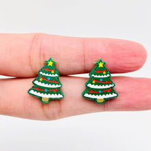 Load image into Gallery viewer, Green Christmas Tree Ear Studs
