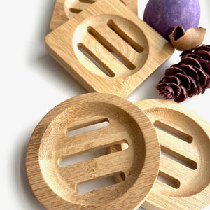 Bamboo Wood Tray for Soap, Shower Steamers & More: Round