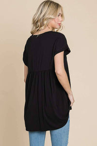 Crew Neck Ruching Back Tunic Top