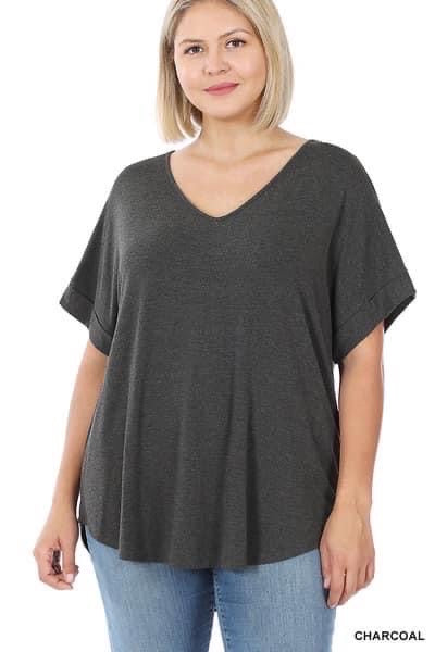 Zenana Rolled Sleeve Top