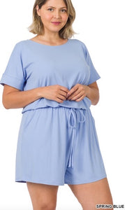 Blue Romper with Pockets