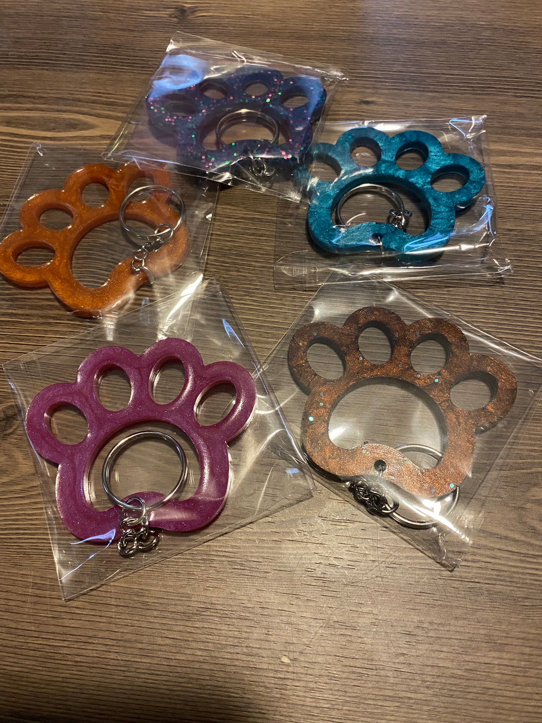 Open Paw Print Keychain